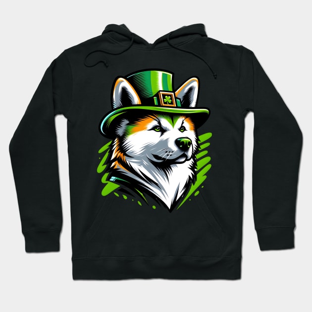 Japanese Akitainu Revels in Saint Patrick's Day Hoodie by ArtRUs